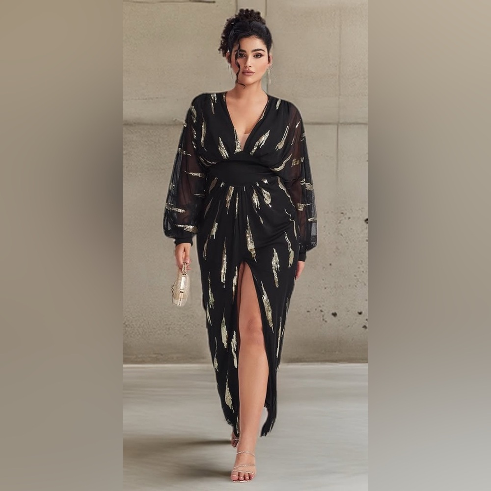 Elegant Black and Gold Women's Dress